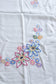 Vintage floral embroidered white table cloth, square approx 1mx1m