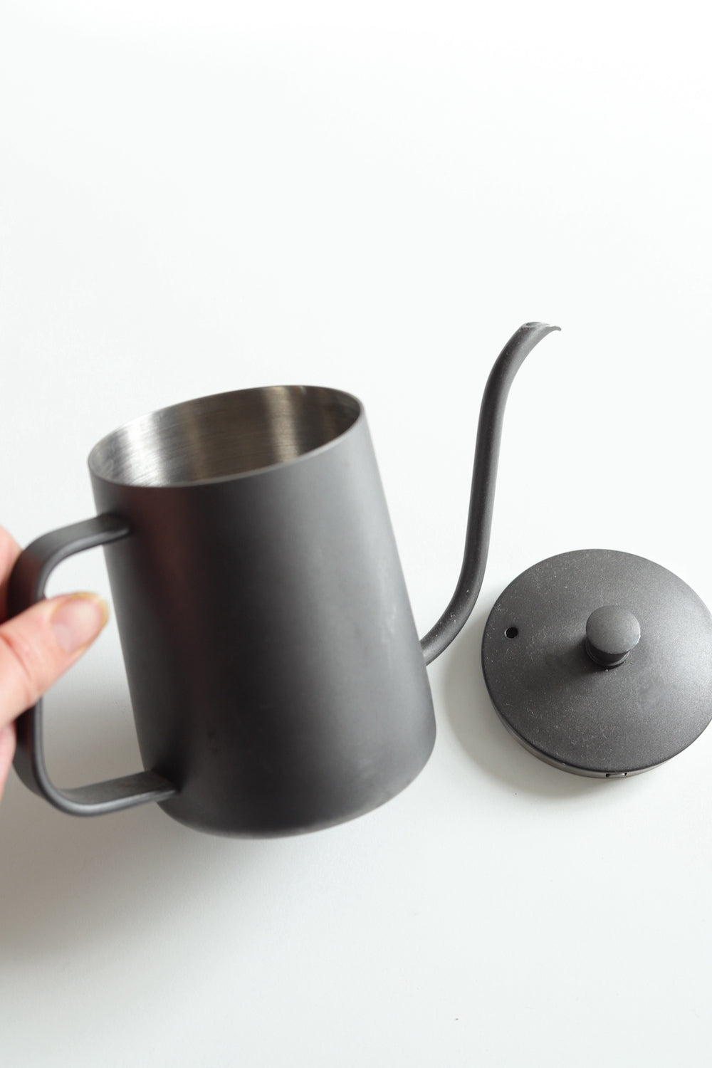 Matte black swan neck coffee or tea pot
